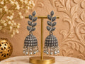 Oxidized Silver Leaf Design Jhumka Earrings for Women